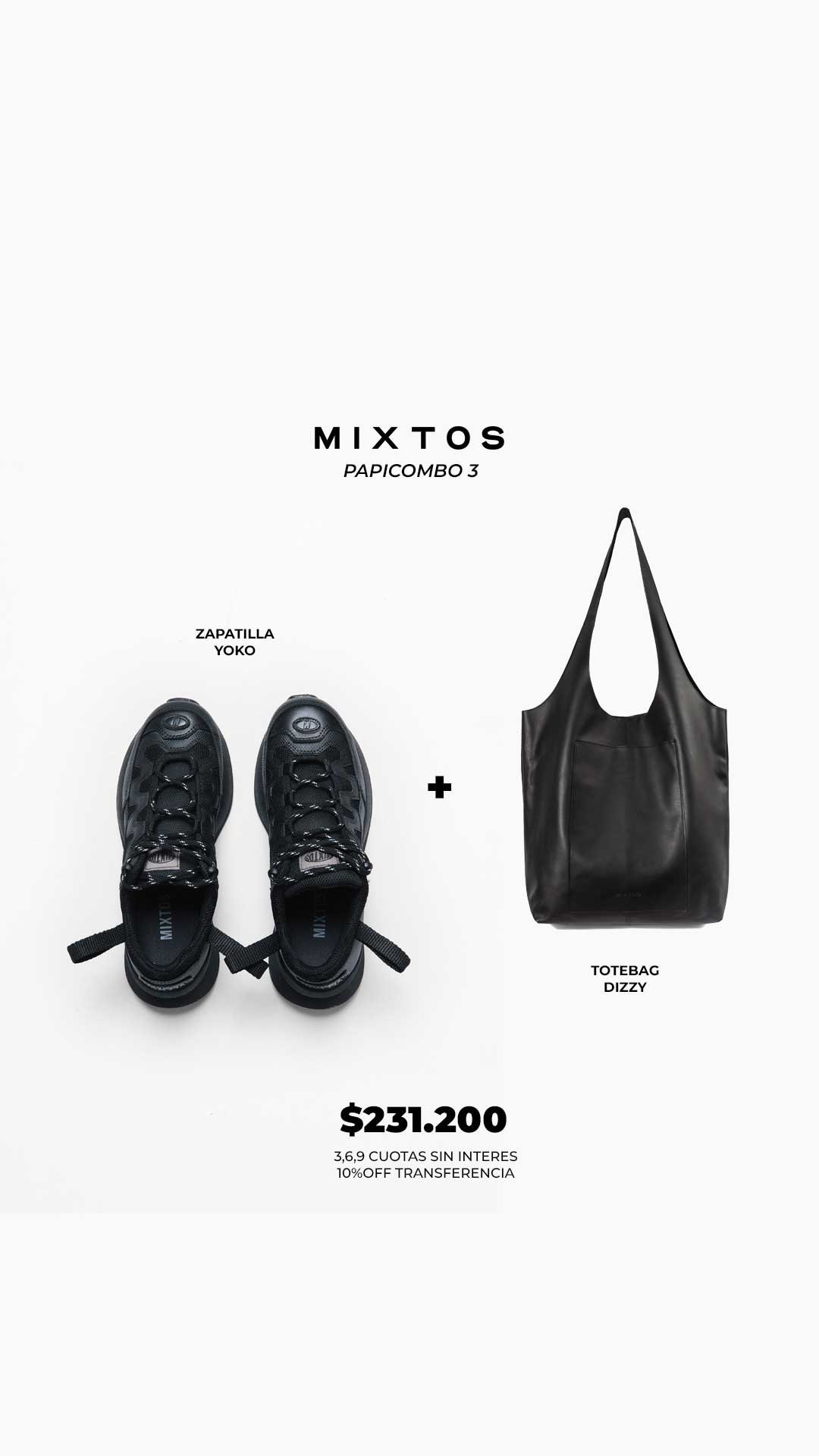 PAPICOMBO:Zapatilla Yoko Vegan + Tote Bag Dizzy