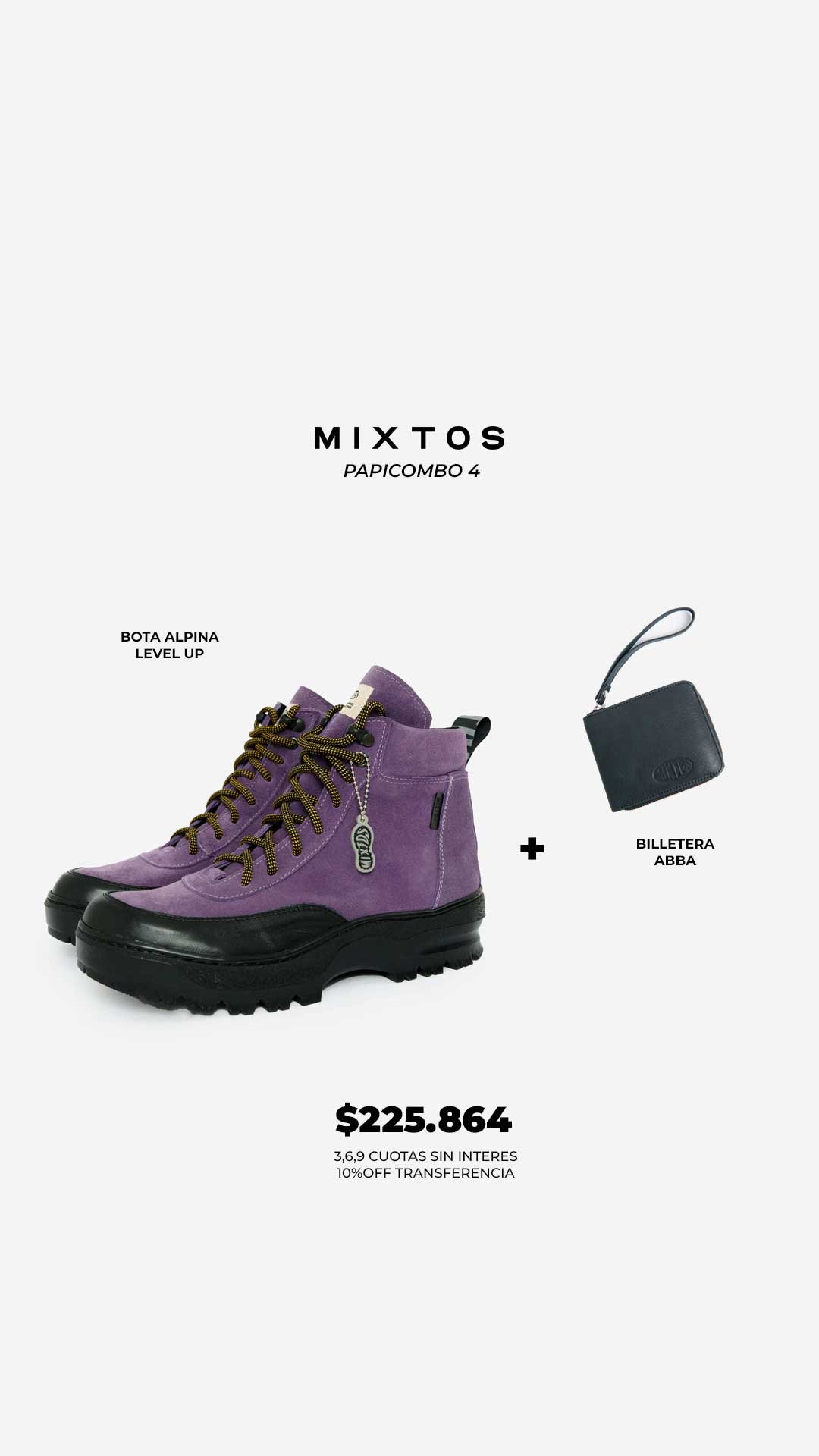 PAPICOMBO:Bota Alpina Level Up + Billetera Abba